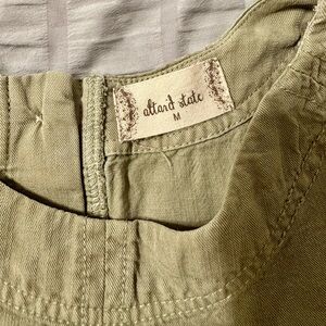 Altar'd State Green Short Sleeve Mandarin Collar Blouse